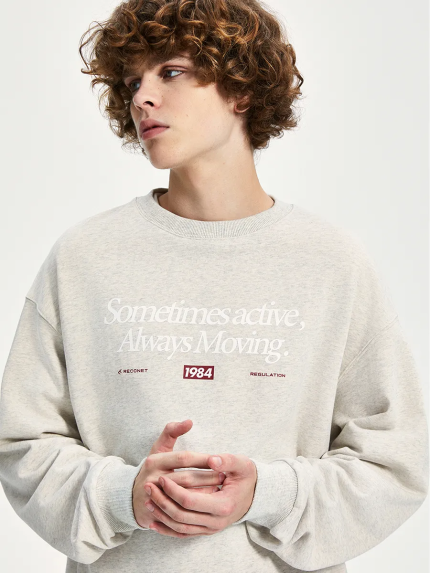 American hip-hop heavyweight fleece crewneck sweatshirt